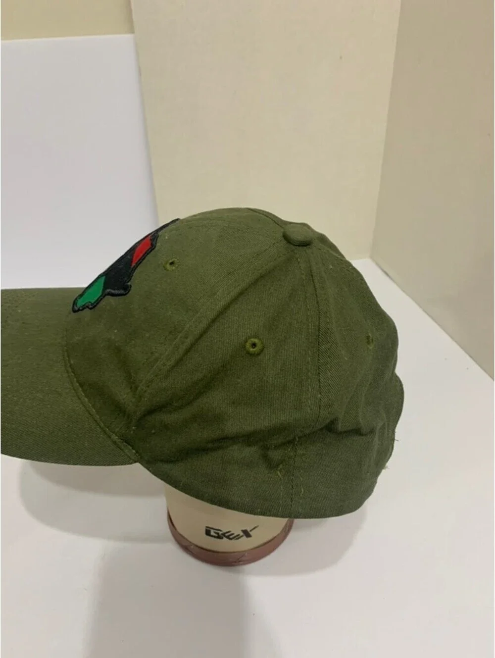 Re7 Premium Headwear Africa Pan African Embroidered Olive Green Adjust Cap Hat